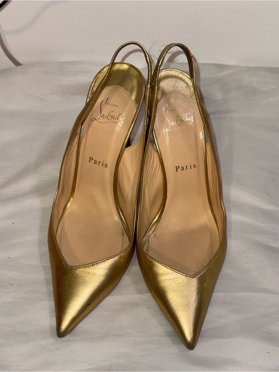 Christian Louboutin Shoes - Christian Louboutin Metallic Gold Pointed Slingback Pumps